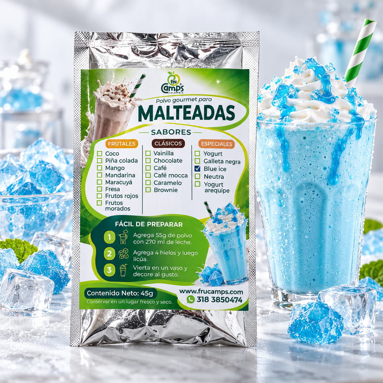 Mezcla para Malteada de Blue Ice FRUCAMPS