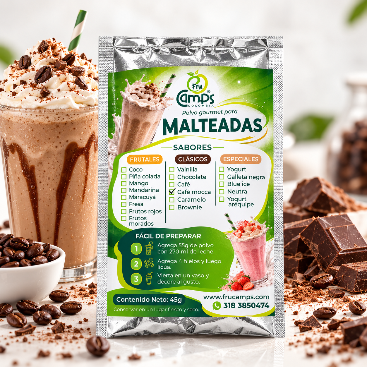 Mezcla para Malteada de Café Mocca FRUCAMPS