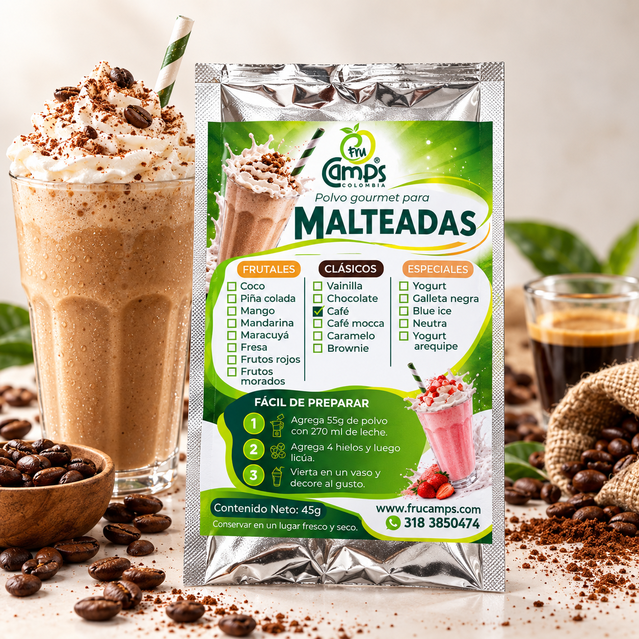 Mezcla para Malteada de Café FRUCAMPS